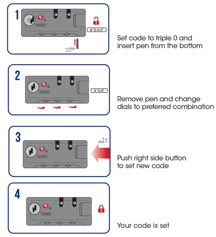 patrulje knap flydende TSA Lock Instructins | American Tourister Australia