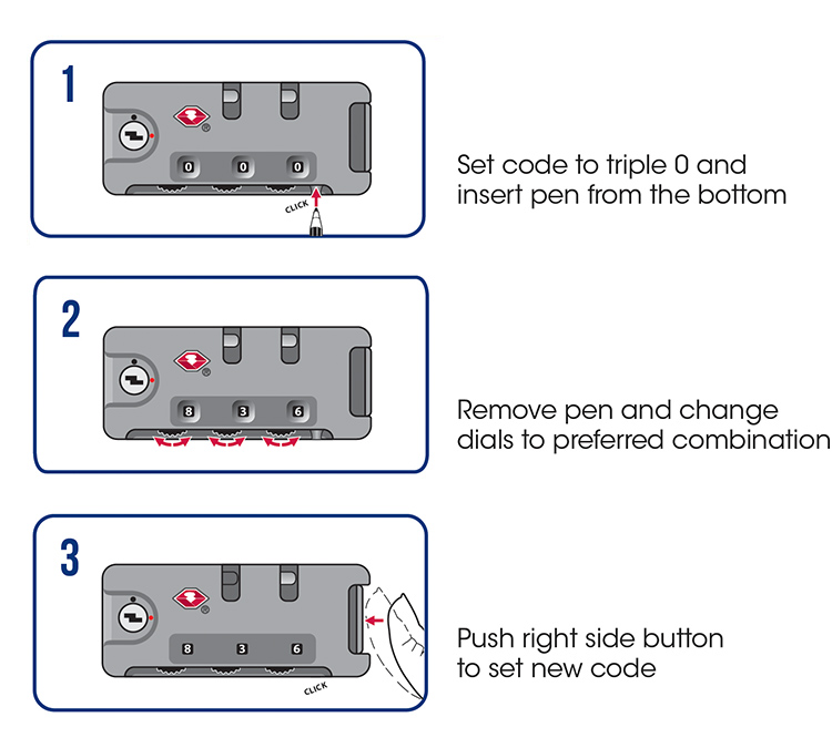 patrulje knap flydende TSA Lock Instructins | American Tourister Australia